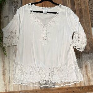NWOT Soft Surroundings Battenberg lace blouse sz XL